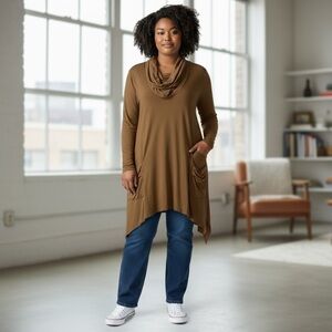 Chelsea & Theodore Butter Soft OversizeTurtle Neck Tunic Top, Loungewear Sz L